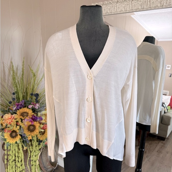 Nordstrom Signature • V Neck Mixed Media Cardigan - Picture 1 of 11